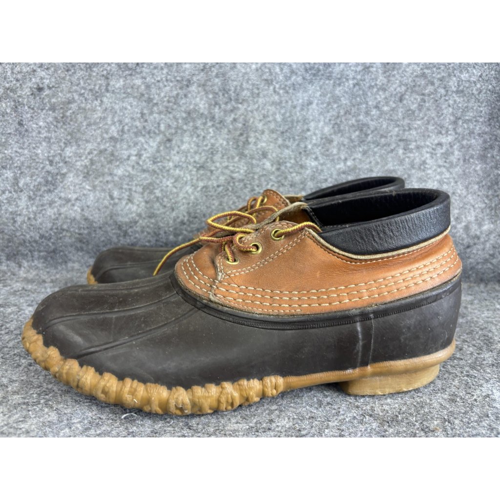 Ll Bean Maine Hunting Shoes Mens Size 9 Brown Leather Rubber Duck Boots Made Usa